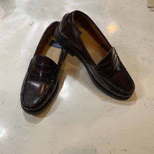 NUNN BUSH Mens Lincoln Burgundy Leather Penny Loaf